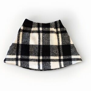 NWT ASOS Plaid Skater Skirt Flannel Mini Black White Sz 2 Fleece